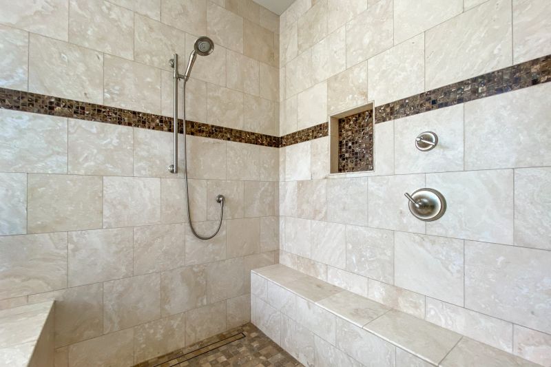 Contemporary Shower with Recessed Shelves